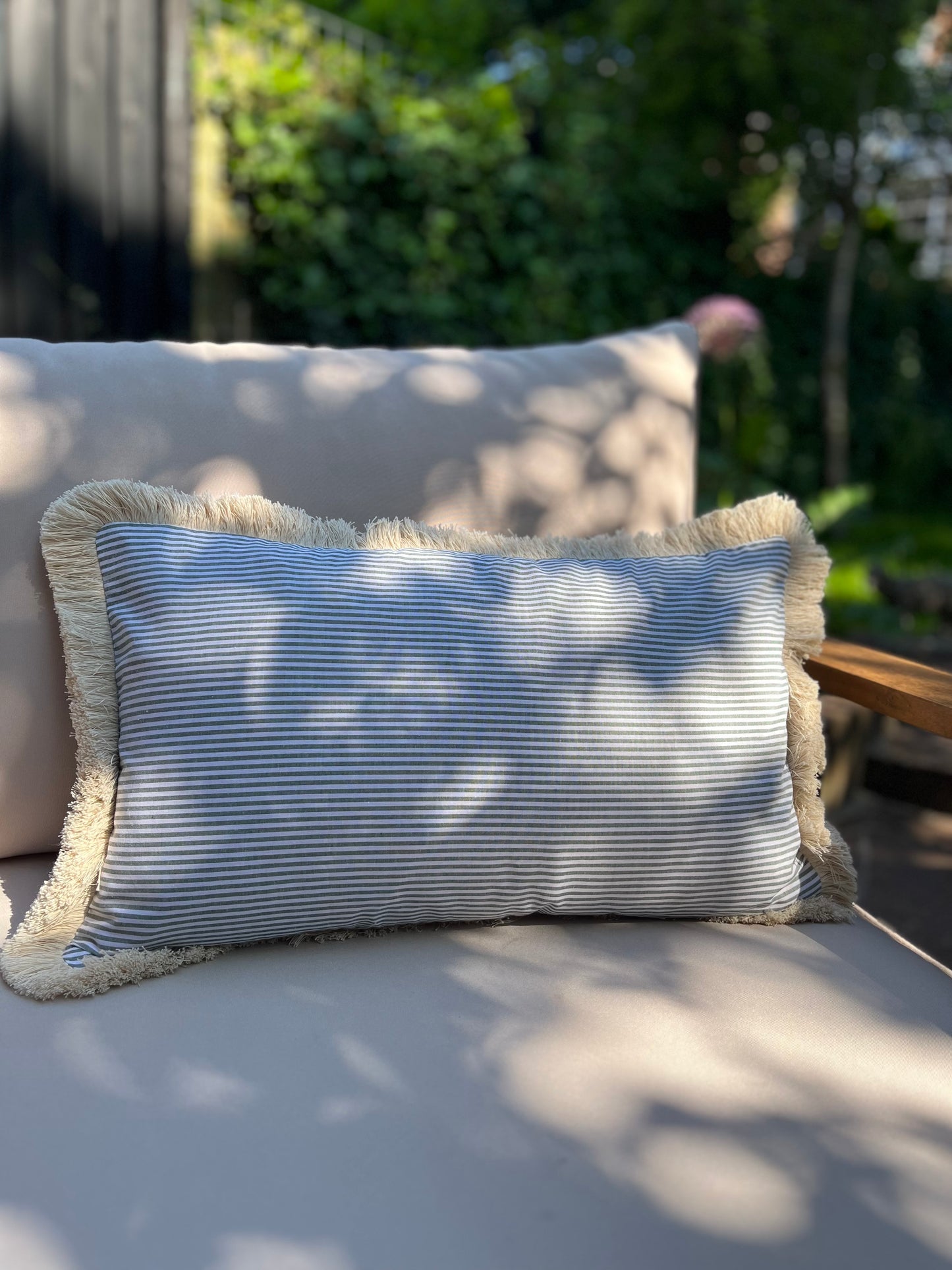 Cushion | Green & white stripes
