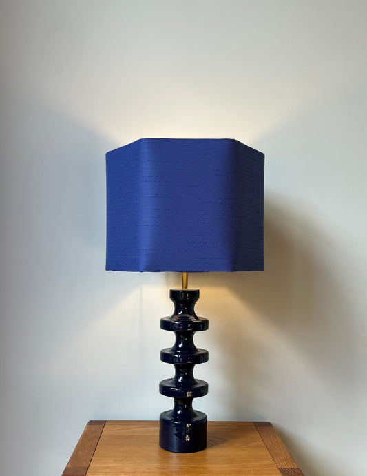 Lampshade | Hexagon shape | Blue silk