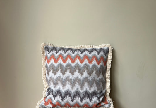 Cushion | Orange zigzag Ikat